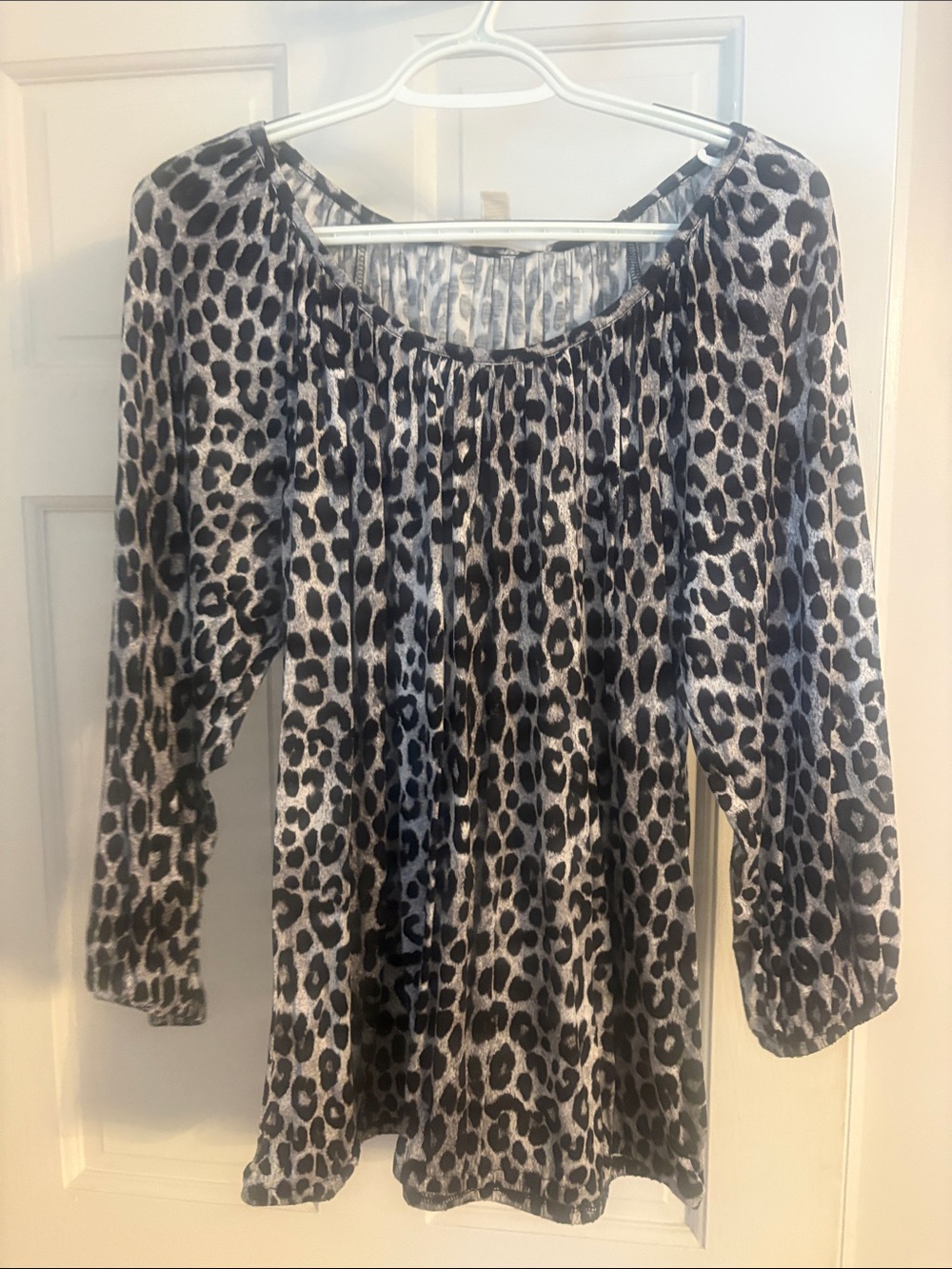 Michael Kors Leopard Print Long Sleeve Tunic - Black & Gray